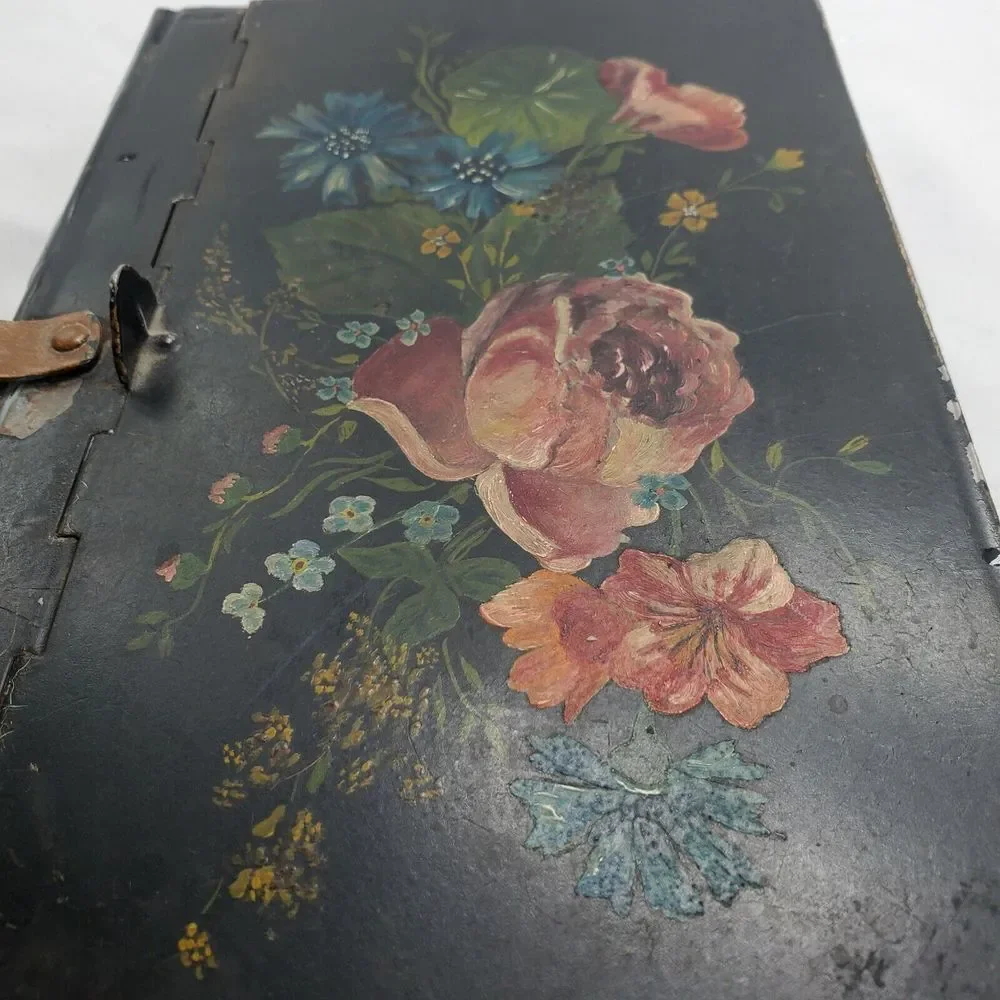 Antique‎ Vintage Tole Painted~Rose Cottage Design Crumb Catcher~Silent Butler